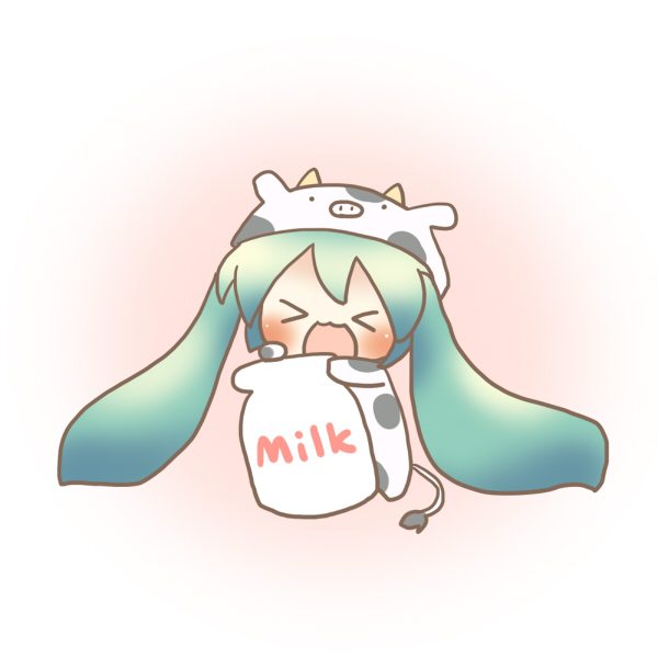 a picture of miku with a milk container.   I found it on google.  Looks like it was made 16+ years ago.  Was on Danbooru 
https://danbooru.donmai.us/posts/383176